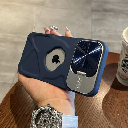 Fashion Logo Hole Magnetic Case for iPhone 17Air 11 12 13 14 15 16 17 Pro Max Plus Lens Protection Stand Magsafe Silicone Cover
