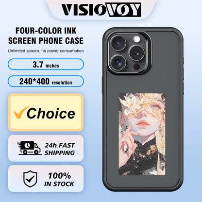 Premium NFC E-Ink Screen Phone Case – Customizable DIY Smart Cover for iPhone 13/14/15/16 Pro