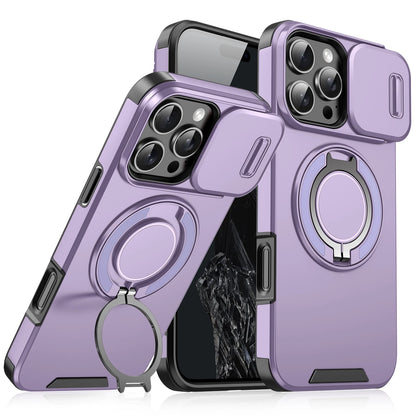 Heavy-duty Rugged Magnetic Stand Case For iPhone 17 Air 16 E 15 14 13 12 11 Pro Max Plus Slide Camera Protect For Magsafe Cover