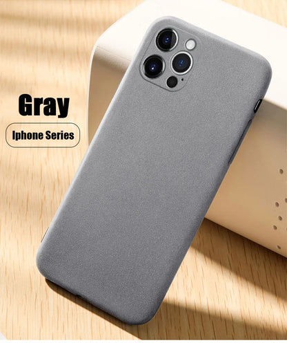Ultra-Thin Sandstone Matte Case For iPhone 15 14 13 Pro 12 11 Pro Max Mini 16 Plus Slim Soft TPU Shockproof Scrub Back Cover