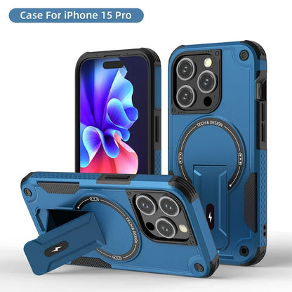 For Magsafe Stand Invisible Phone Case for IPhone 17 16 15 14 11 13 12 Pro Max Plus Wireless Charging Hard Anti-fall Cover