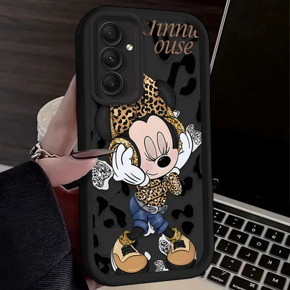 TPU Case For Samsung Galaxy A56 A36 A26 A16 A06 A15 A25 A35 A55 5G S25 S24 S23 Ultra S22 S21 Plus FE Leopard Print Minnie Disney