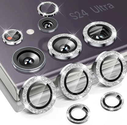 Diamond Glitter Lens Glass For Samsung Galaxy S25 Ultra Plus HD Clear Camera Protector For Samsung S24 S23 Metal Ring Lens Film