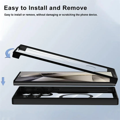 360° Full Shockproof Magsafe Case for Samsung Galaxy S25 S24 S23 S22 S21 Ultra Plus FE Wireless Charging Transparent Cover