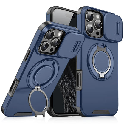 Heavy-duty Rugged Magnetic Stand Case For iPhone 17 Air 16 E 15 14 13 12 11 Pro Max Plus Slide Camera Protect For Magsafe Cover