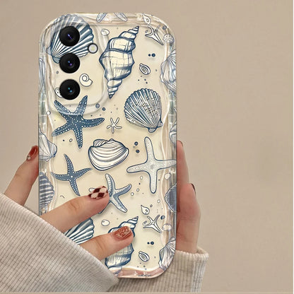 3D Case For Samsung Galaxy S25 S24 Ultra S23 S22 S21 Plus FE A56 A36 A26 A16 A06 A15 A25 A35 A55 5G Color Flower Marine Organism
