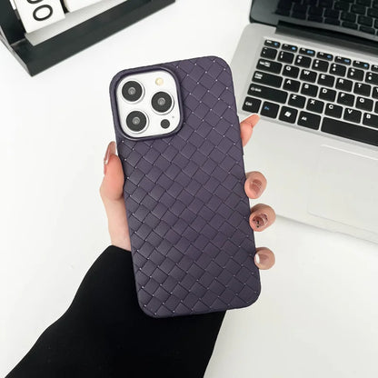 Braided Textured Phone Case for IPhone 17 16E 15 14 12 13 Pro Max Liquid Silicone Knitted Pattern Breathable Cooling Back Cover