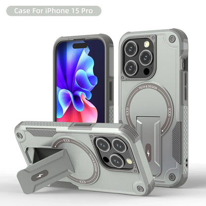 For Magsafe Stand Invisible Phone Case for IPhone 17 16 15 14 11 13 12 Pro Max Plus Wireless Charging Hard Anti-fall Cover