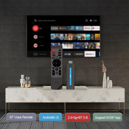 Real Android 14 TV Stick 4K ATV Mini TV Box Support 8K Video BT5.0 2.4G&5G Dual WiFi Voice Remote Quad Core Smart TV Box 2025