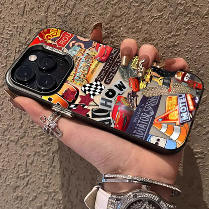Lightning McQueen 95 Cars Plating Case for iPhone 13 14 16 15 12 11 Pro Max XS X XR 8 7 Plus SE 2020 Shockproof Matte Hard Cover