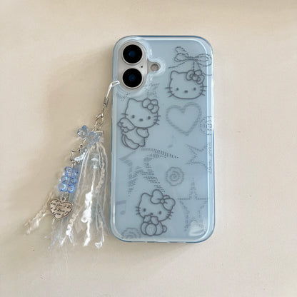 Cat phone case hello kitty With luxury imitation diamonds and glitter for iPhone 16 15 14 13Pro Max bumper Protective Shockproof
