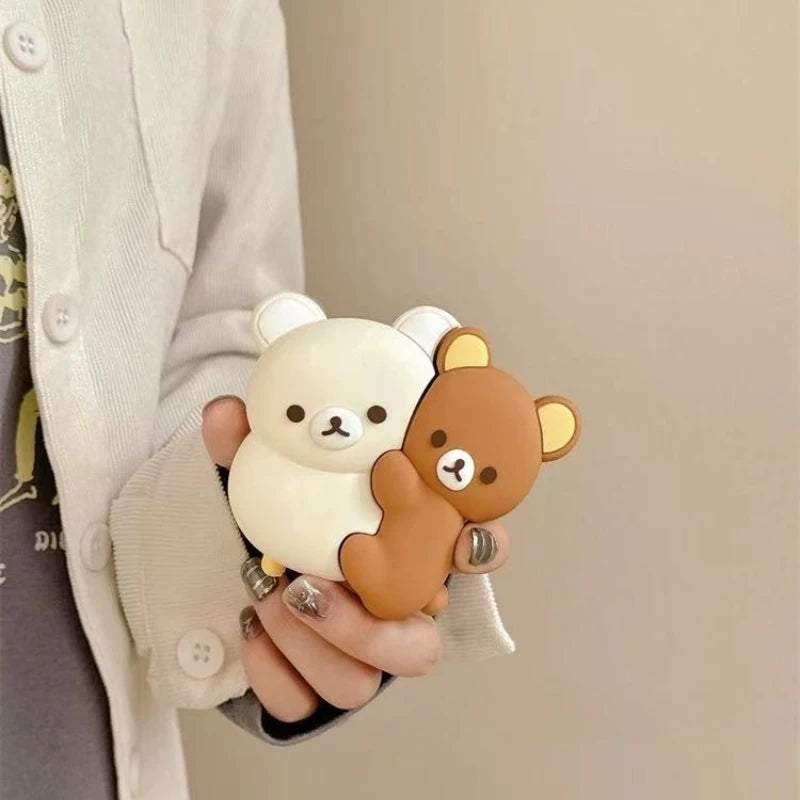 For AirPods 4 3 2 1 Pro Pro2 Earphone Case 3D Rilakkuma Hug Bear Silicone Cartoon Headphone Box With Pendant Cute Cover