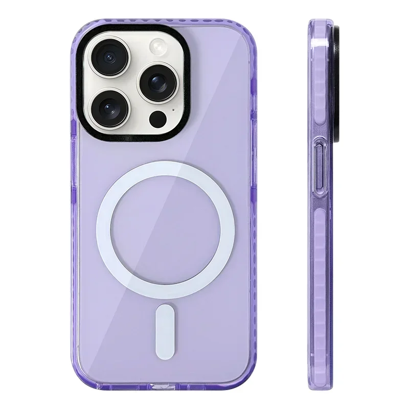 Transparent Neon Color MagSafe Phone Case for iPhone 17Air 15 16Pro Max 13 14 12 11 Wireless Charging Soft Silicone Bumper Cover