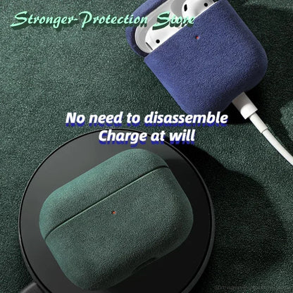 Italian Suede Leather Case For Airpods Pro 2 For Airpods Pro 3 Airpods 4 3 Case Luxury Artificial Leather All Inclusive Case