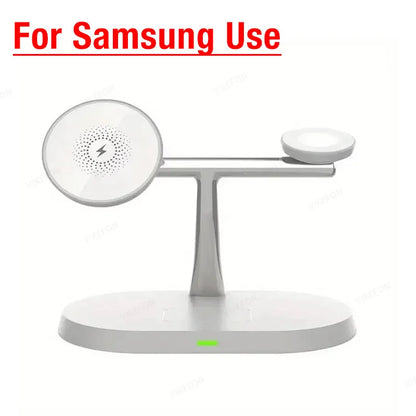 Desktop 3 IN 1 Magnetic Phone Wireless Charger For Magsafe iPhone 16 15 14 13 12 Samsung Apple/Galaxy Watch Fast Charging Dock