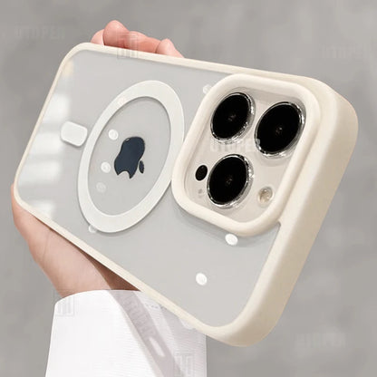 High Quality Anti-fall Acrylic Business Black Case for iPhone 16 15 14 13 12 11 Pro Max Plus Magnetic Magsafe Clear Hard Cover