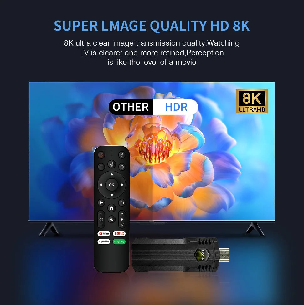 4K Streaming Smart TV Stick MX10 X1 4K Ultra 2GB 16GB WIFI Voice Remote Android 13 TV Sticks Set Top Box Fire Stick