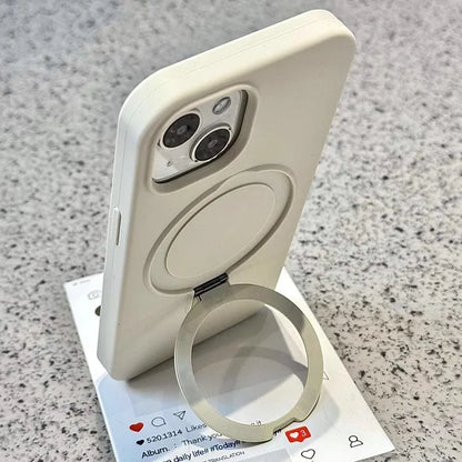 Luxury Liquid Silicone Stand Ring Holder Magsafe Case For iPhone 16 15 14 13 12 11 Pro Max Plus Magnetic Matte Soft Bumper Cover