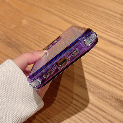 3in1 Gradient Glitter Bling Transparent Phone Case For iPhone 17 16 15 14 11 12 13 Pro Max Plus XR Heavy Shockproof Armor Cover