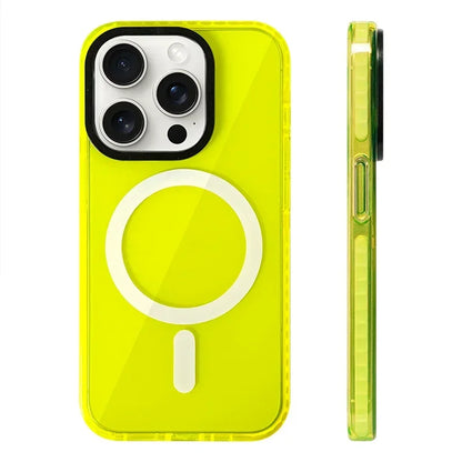 Transparent Neon Color MagSafe Phone Case for iPhone 17Air 15 16Pro Max 13 14 12 11 Wireless Charging Soft Silicone Bumper Cover