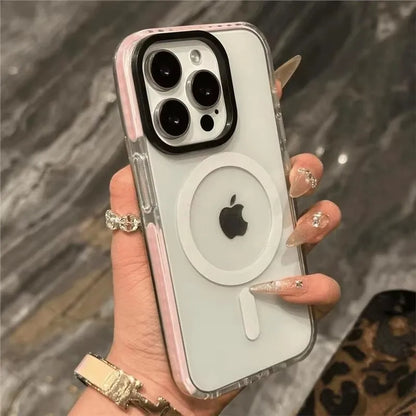 Transparent Neon Color MagSafe Phone Case for iPhone 17Air 15 16Pro Max 13 14 12 11 Wireless Charging Soft Silicone Bumper Cover