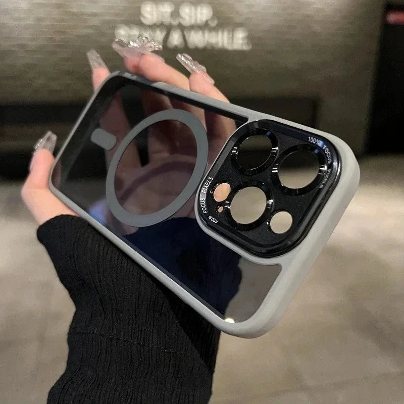 Luxury Acrylic Clear Magnetic For Magsafe Wireless Charge Case For iPhone 17 15 14 13 12 11 16 Pro Max Hybrid Shockproof Cover