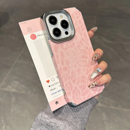 Luxury Cool Leopard Pattern Armor Case For iPhone 16 Pro Max 15 14 Plus 13 12 11 Matte Plating Leather Texture Shockproof Cover