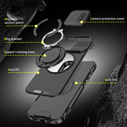 Heavy-duty Rugged Magnetic Stand Case For iPhone 17 Air 16 E 15 14 13 12 11 Pro Max Plus Slide Camera Protect For Magsafe Cover
