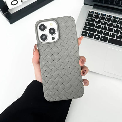 Braided Textured Phone Case for IPhone 17 16E 15 14 12 13 Pro Max Liquid Silicone Knitted Pattern Breathable Cooling Back Cover