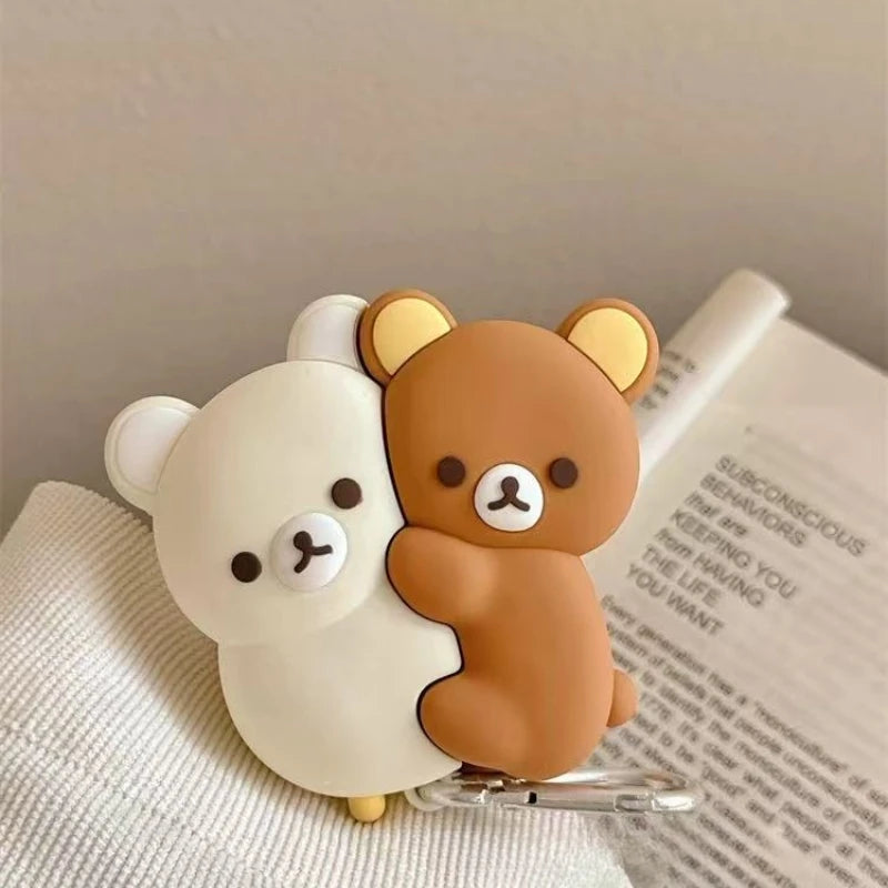 For AirPods 4 3 2 1 Pro Pro2 Earphone Case 3D Rilakkuma Hug Bear Silicone Cartoon Headphone Box With Pendant Cute Cover
