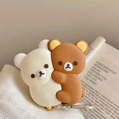 For AirPods 4 3 2 1 Pro Pro2 Earphone Case 3D Rilakkuma Hug Bear Silicone Cartoon Headphone Box With Pendant Cute Cover