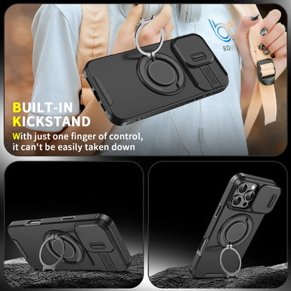 Heavy-duty Rugged Magnetic Stand Case For iPhone 17 Air 16 E 15 14 13 12 11 Pro Max Plus Slide Camera Protect For Magsafe Cover