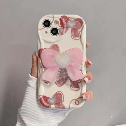 Floral Flower Bracket Case Cover for Samsung Galaxy S24 FE S25 S22 S23 Ultra Plus A56 A55 A35 A54 A15 A16 5G A05S A05 Wavy Shell
