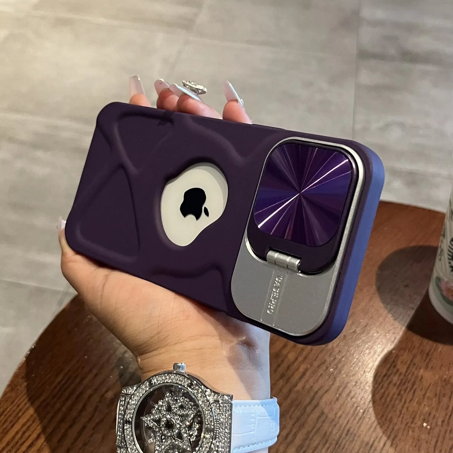 Fashion Logo Hole Magnetic Case for iPhone 17Air 11 12 13 14 15 16 17 Pro Max Plus Lens Protection Stand Magsafe Silicone Cover