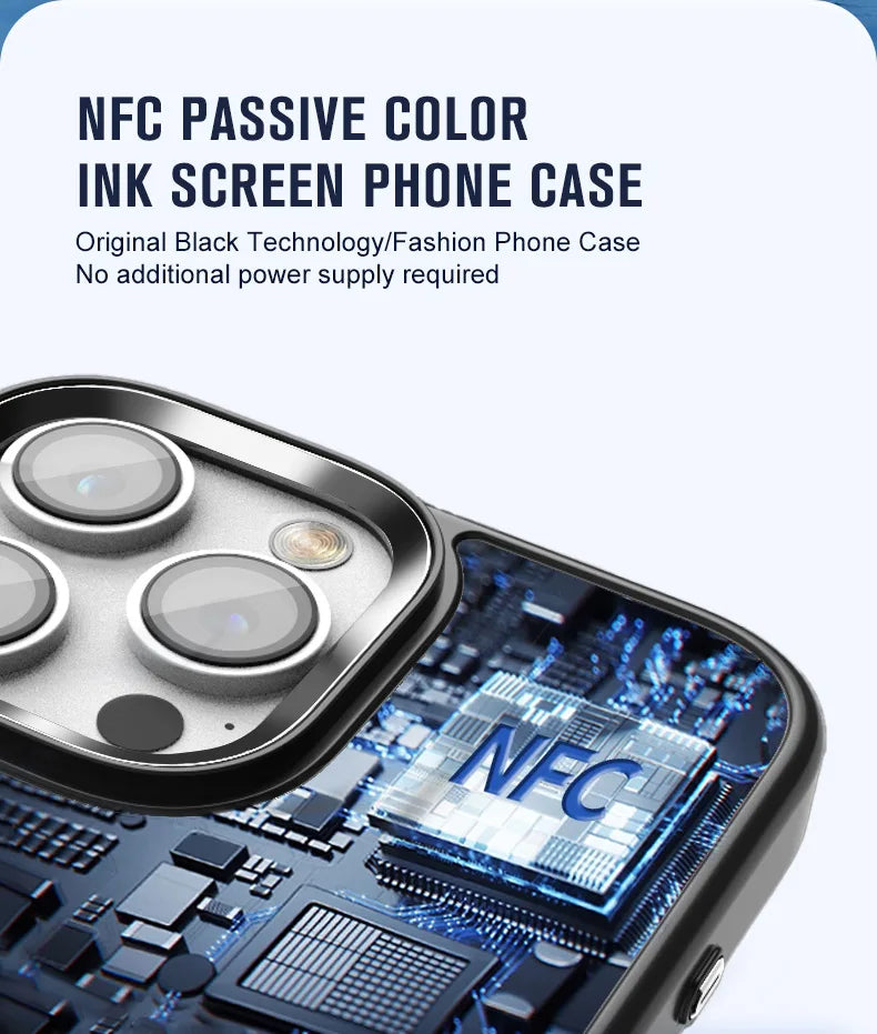 4-Inch NFC E-Ink Screen Phone Case – DIY Smart Cover for iPhone 13/14/15/16 Pro Max