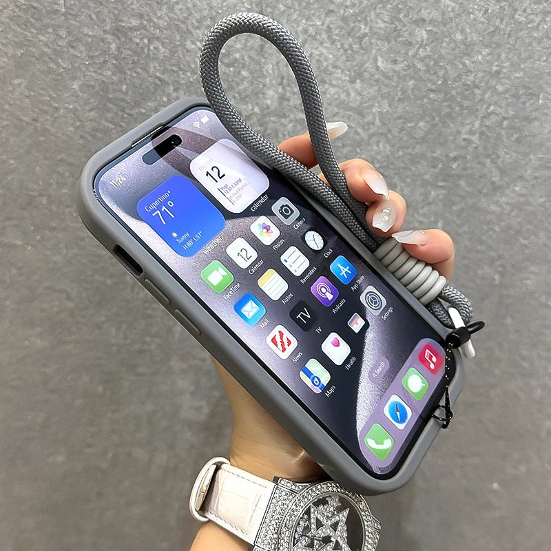 Fold Glass Lens Stand Magnetic Transparent Case For iPhone 17 16 15 14 13 12 11 Pro Max For Magsafe Wrist Strap Shockproof Cover