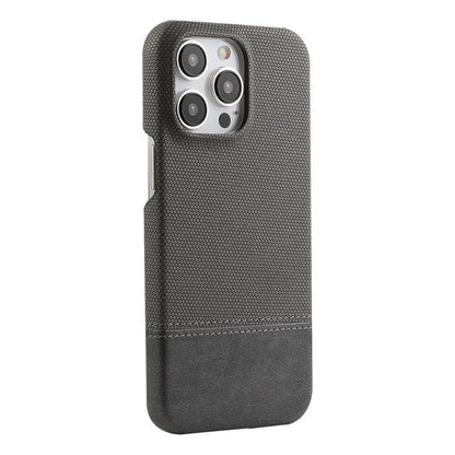 Luxury PU Leather Sew On Nylon Fabric Case For iPhone 16 15 14 13 12 Pro Max Plus Frameless Breathable Non-slip Shockproof Cover