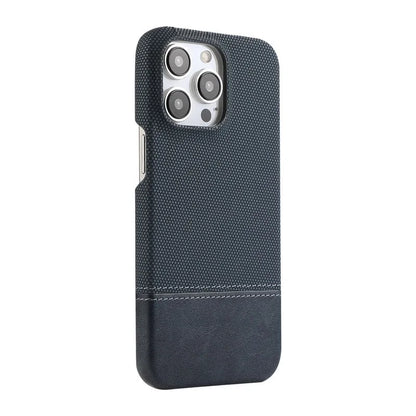 Luxury PU Leather Sew On Nylon Fabric Case For iPhone 16 15 14 13 12 Pro Max Plus Frameless Breathable Non-slip Shockproof Cover