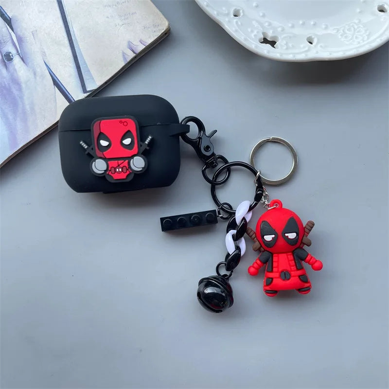 Cartoon Deadpool Earphone Case for Airpods 4 2024 Silicone Protective Cover for Airpods Pro2 Pro 3 2 1  with Key Chain