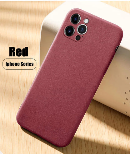 Ultra-Thin Sandstone Matte Case For iPhone 15 14 13 Pro 12 11 Pro Max Mini 16 Plus Slim Soft TPU Shockproof Scrub Back Cover