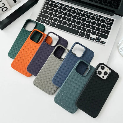 Braided Textured Phone Case for IPhone 17 16E 15 14 12 13 Pro Max Liquid Silicone Knitted Pattern Breathable Cooling Back Cover