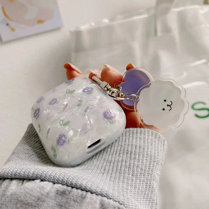 Wireless Bluetooth Case For AirPods1/2/4/3 AirPods pro pro2 Soft Flower Pattern Earphone Cover With Cute Lamb Tulip Key Chain