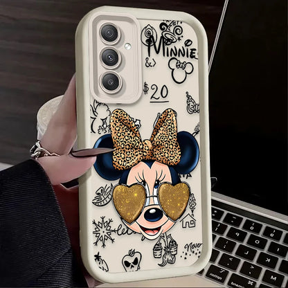 TPU Case For Samsung Galaxy A56 A36 A26 A16 A06 A15 A25 A35 A55 5G S25 S24 S23 Ultra S22 S21 Plus FE Leopard Print Minnie Disney