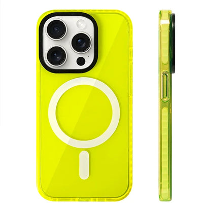 Neon Color Clear Crystal MagSafe Phone Case for iPhone 17 16 15 14 pro max 13 12 Wireless Charging Soft Silicone Bumper Cover