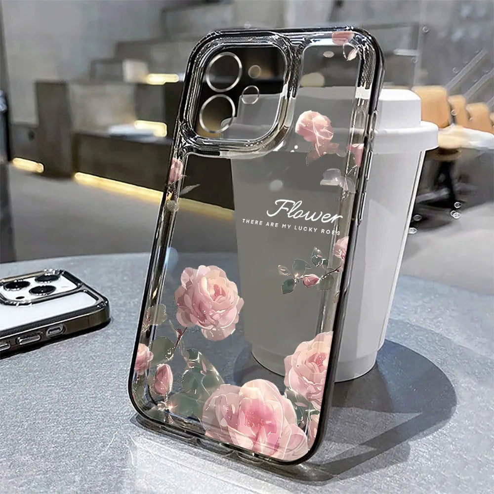Lotus Flower Transparent Phone Case For iPhone 16 Pro Max Case iPhone 13 17 15 11 12 14 Pro Max XR 8 7 Plus SE Shockproof Cover