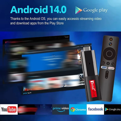 TV98 ATV Mini TV Stick Android 14 TV Stick HDR Set Top Box 8K Video WiFi 2.4/5G Streaming Smart TV Box for Network Media Player