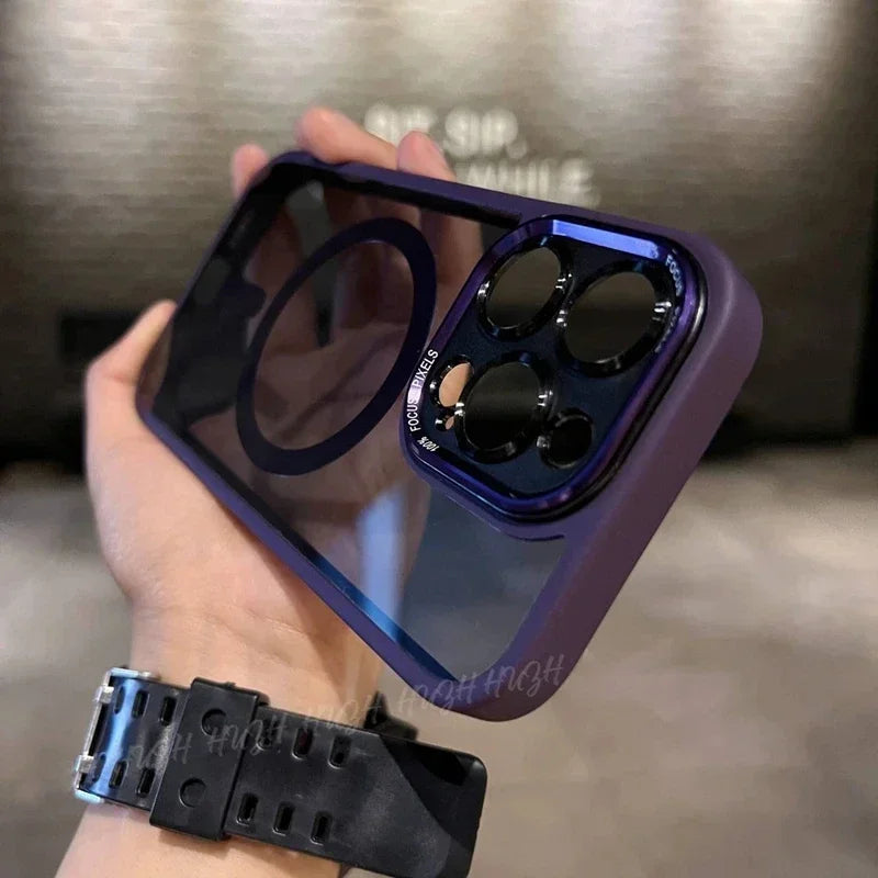 Luxury Acrylic Clear Magnetic For Magsafe Wireless Charge Case For iPhone 17 15 14 13 12 11 16 Pro Max Hybrid Shockproof Cover