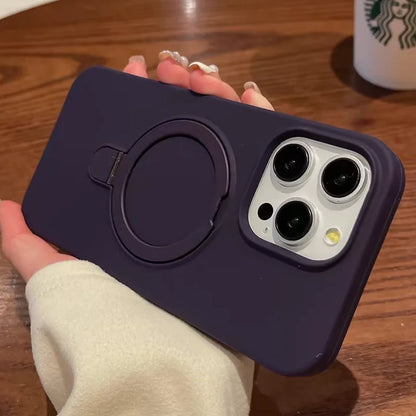 Luxury Liquid Silicone Stand Ring Holder Magsafe Case For iPhone 16 15 14 13 12 11 Pro Max Plus Magnetic Matte Soft Bumper Cover