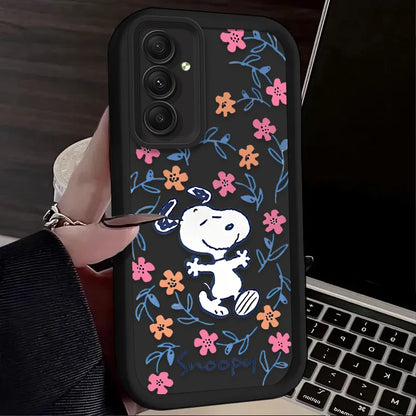 Lovely S-Snoopy Flower Case For Samsung Galaxy S25 S24 Ultra S23 S22 Plus S21 FE A36 A56 A26 A16 A06 A15 A25 A35 A55 5G Cover