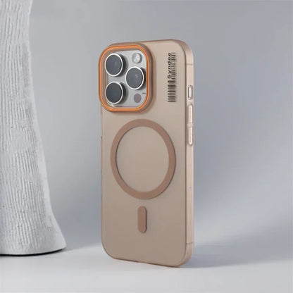 Ultra Thin Frosted Barcode Wireless Charging MagSafe Phone Case for iPhone 17 16 14 15 13 12 Pro Max Translucent Hard PC Cover